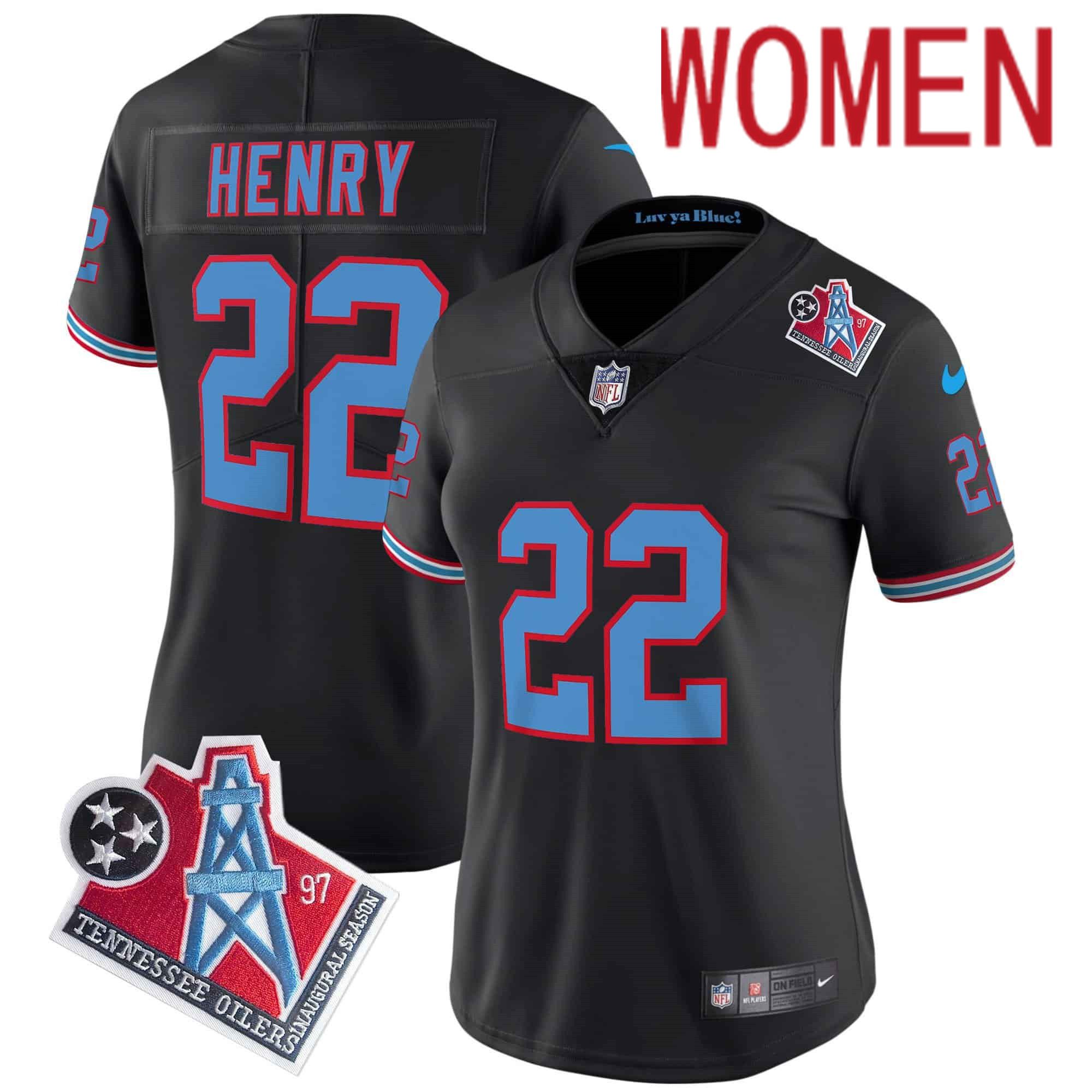 Women Tennessee Titans #22 Henry Black 1997 Throwback 2024 Nike Limited Vapor NFL Jersey->women nfl jersey->Women Jersey